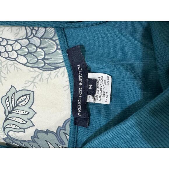 French Connection Rassia Teal Ribbed Square Neck Short Mini Dress- Size Medium - Picture 9 of 9